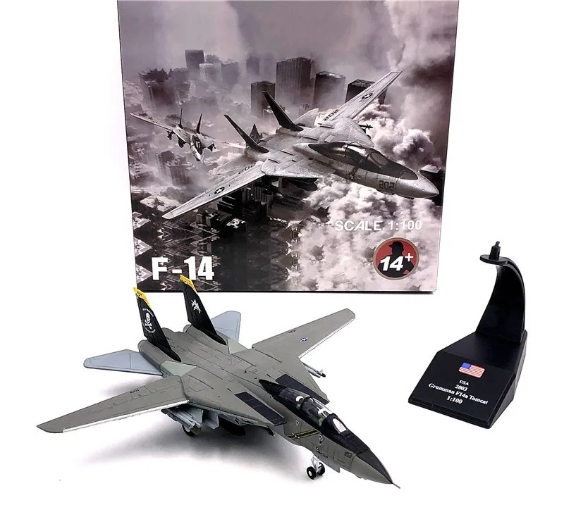 Wltk US Navy Grumman F-14A Tomcat Jolly Rogers Fighter 1/100 Diecast Model |