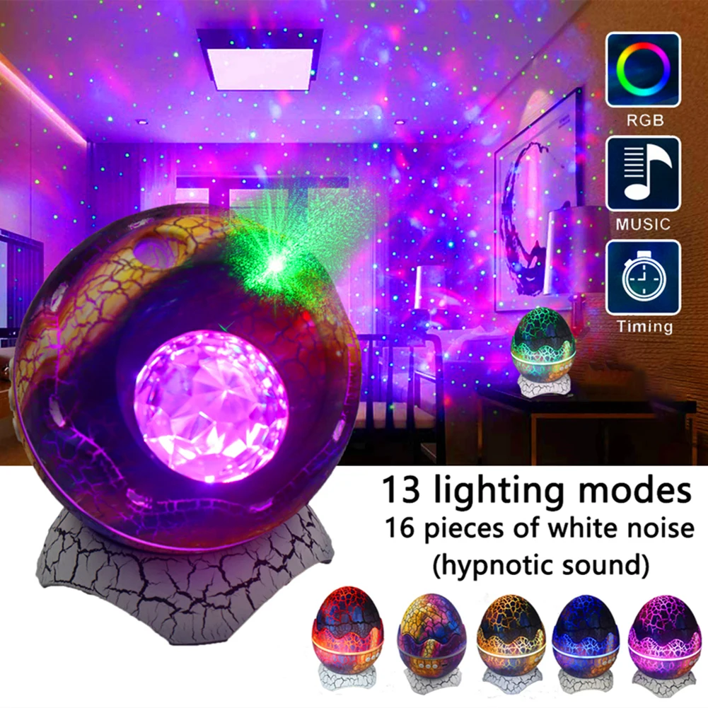 Creative Dinosaur Egg Starry Projector Light Remote Control Music Night Atmosphere Special Lamp Kids Gift | Лампы и освещение