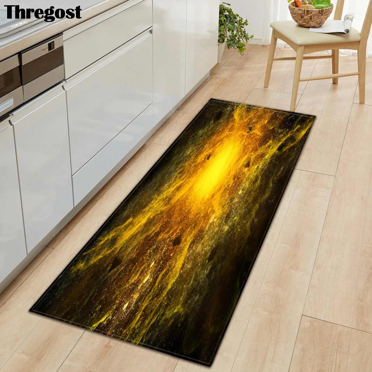 

Thregost 3D Universe Printed Bedside Floor Mat Kitchen Hallway Long Carpet Bedroom Doormat Home Water Absorption Bathroom Rugs