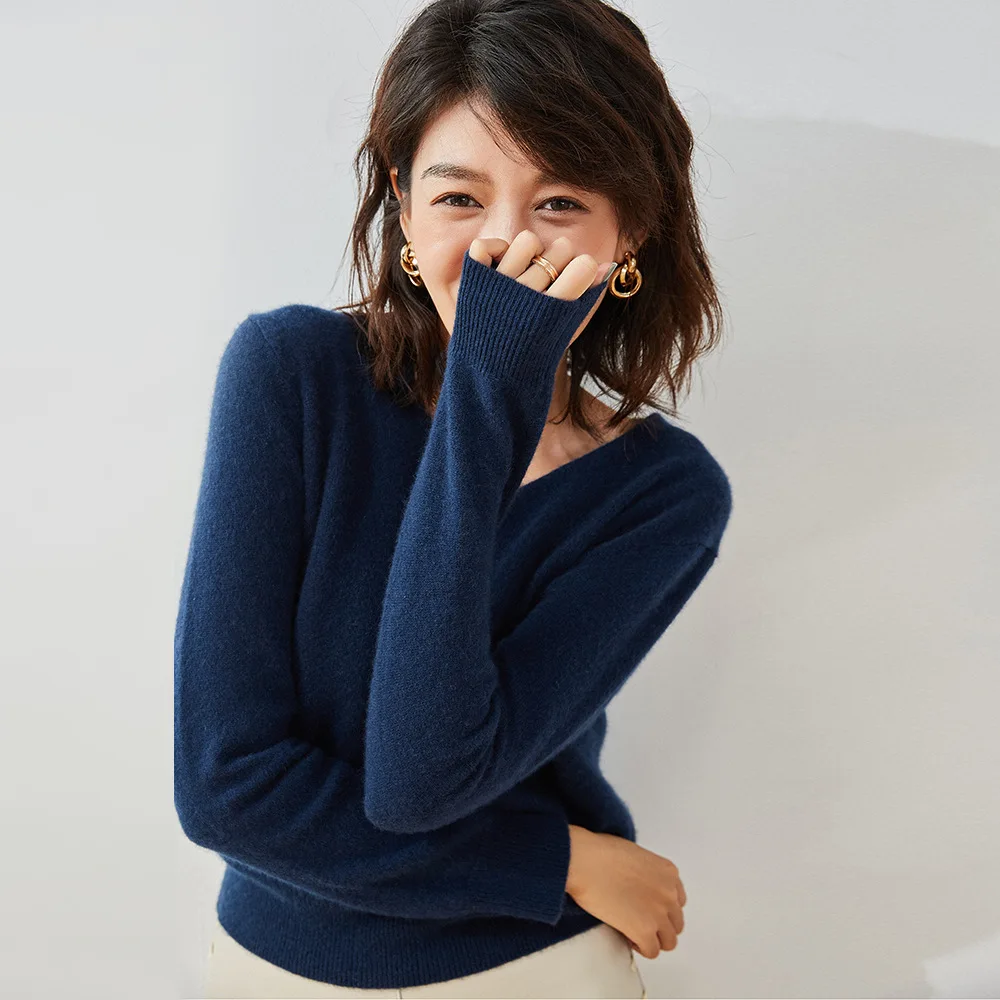 

Pure Cashmere Sweater Womens Sweaters Long Sleeve Women Winter Clothes Pink Pullover Light Green V Neck Sweater Basic Red Tops