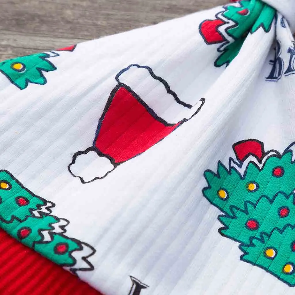 Рождественский принт для маленьких мальчиков и девочек комбинезон боди штаны