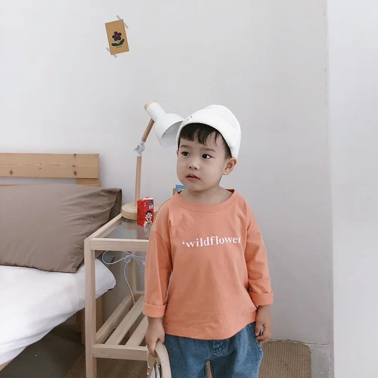 Весенне осенние детские повседневные футболки с буквенным принтом 5 цветов