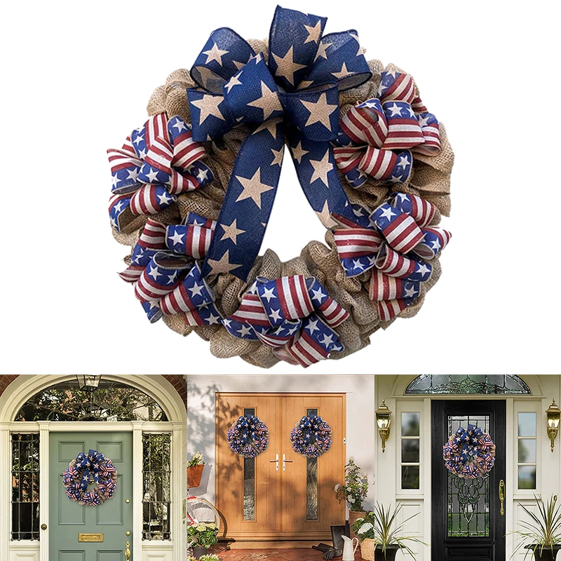 

Independence Day Front Door Wreath Fine Craftsmanship Durable Easy to Hang Long Lasting Best Decoration for Indoor PR Sale