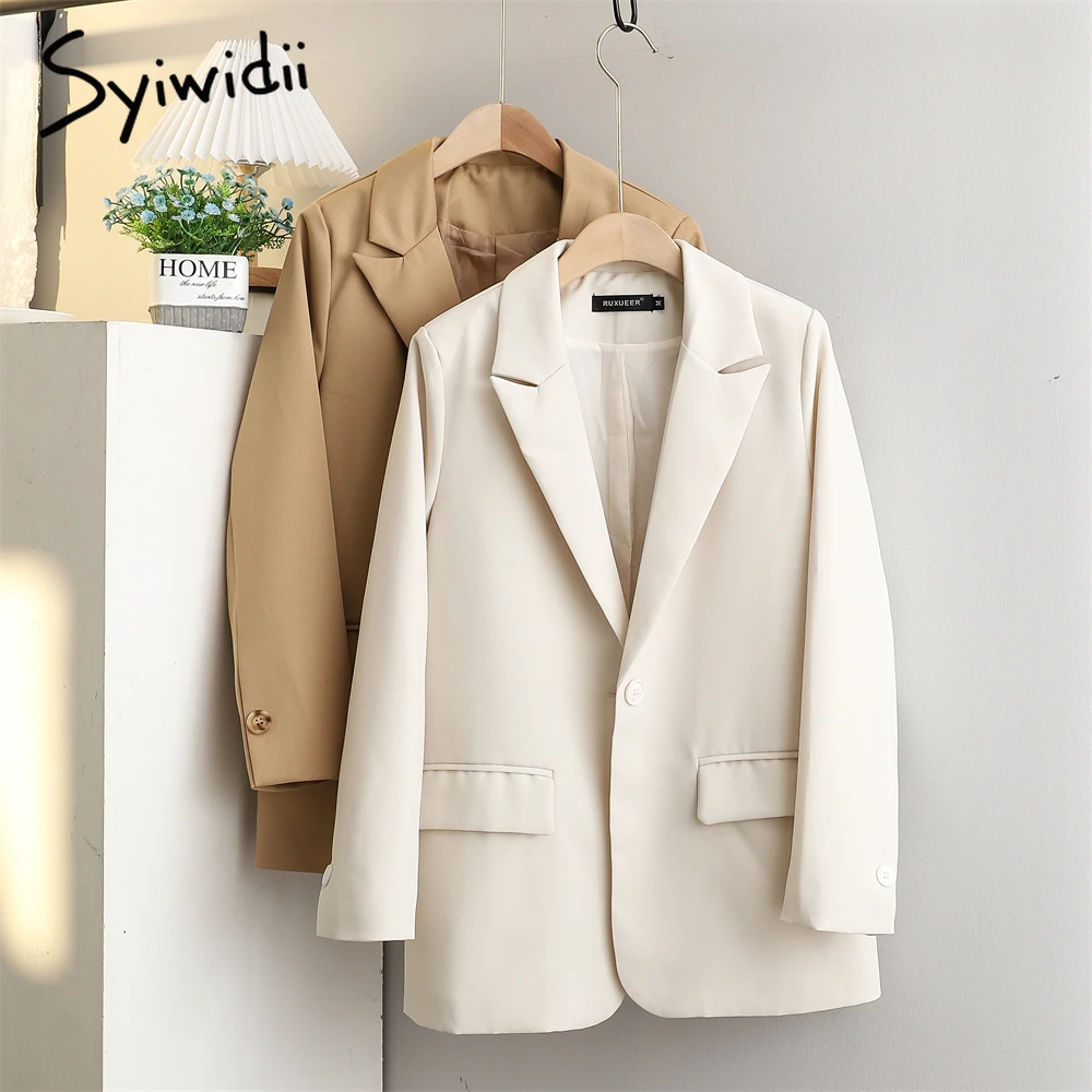 Женский офисный Блейзер Syiwidii повседневная винтажная верхняя одежда на одной