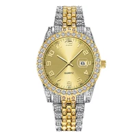 1pc lot men brand luxury full diamond watch fashion alloy band hip hop cool business date clock reloj hombre acero inoxidable