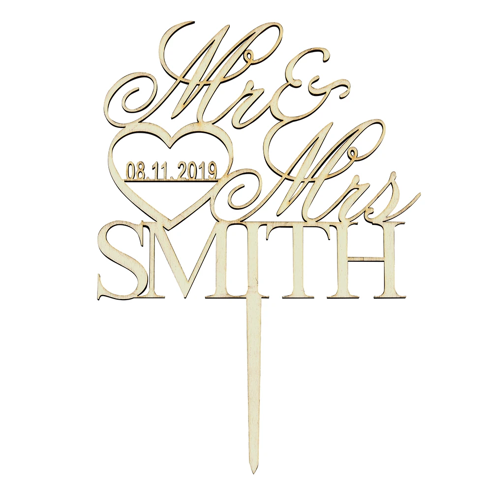 Персонализированные Выгравированные свадебный торт Топпер акриловый