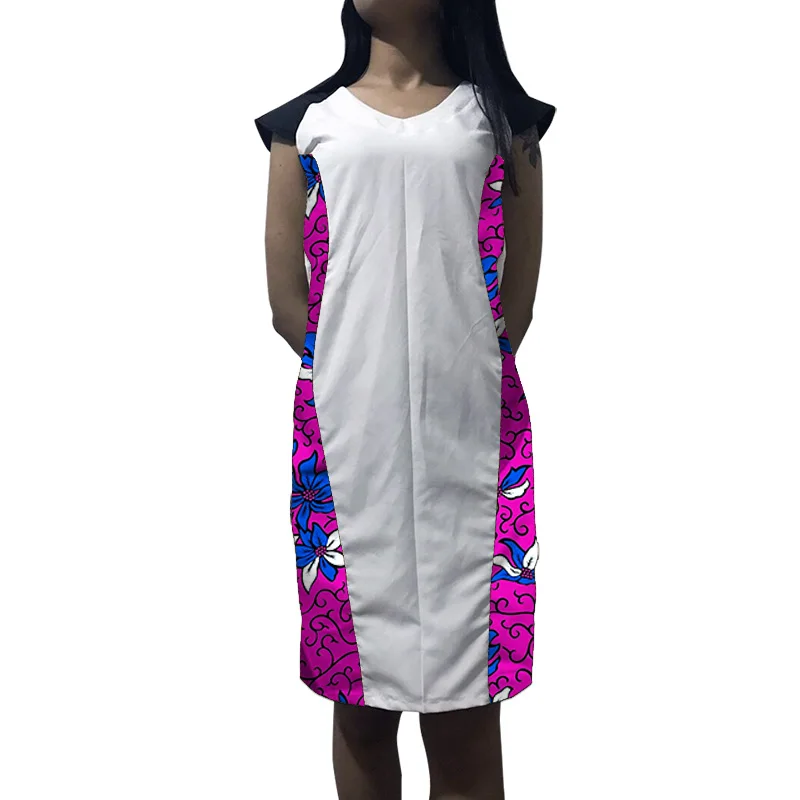 Элегантное Дашики платье на заказ женская одежда Анкары белый/воск лоскутное