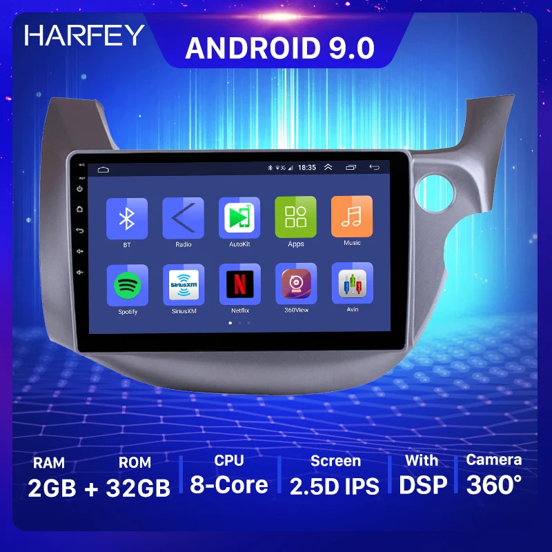 Harfey головное устройство сенсорный экран для 2007 2013 HONDA FIT JAZZ RHD Android 9 0 10 1 &quotGPS