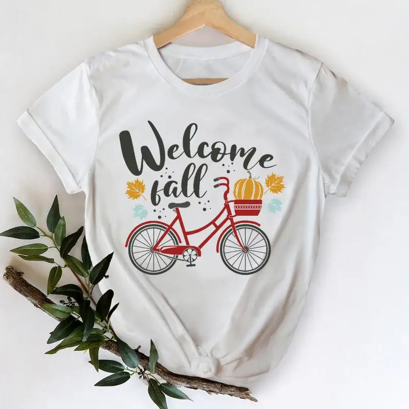 

Women Ladies Letters Thankful Autumn Fall Thanksgiving Halloween Graphic Clothing Tshirt T Female Tees Top Print T-Shirt