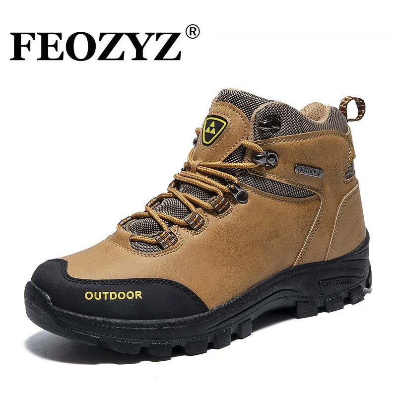 

FEOZYZ Anti Slip Sport Shoes Men Fashion Outdoor Waterproof Trekking Mens Ankle Boots Lace Up Camping Climbing Hiking Shoes Men