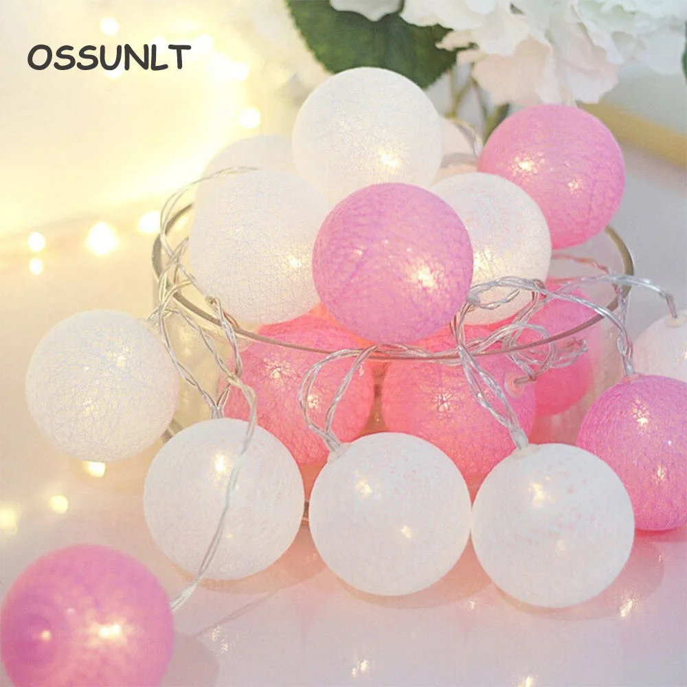 

40 LED Cotton Ball String Lights USB/Battery Operated Colorful Garland Fairy Lights Home Wedding Christmas Party Outdoor Decor