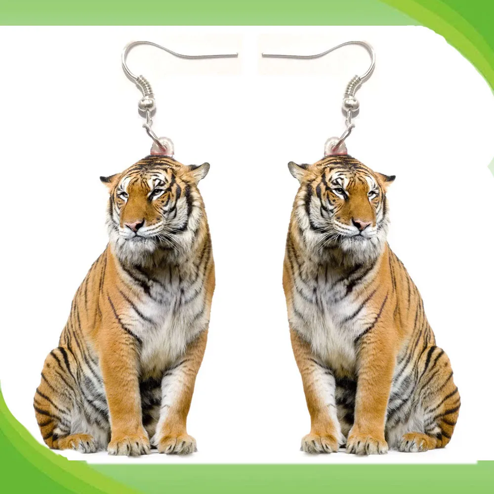Серьги акриловые в виде тигра нержавеющая сталь 1 пара|Серьги-гвоздики| |