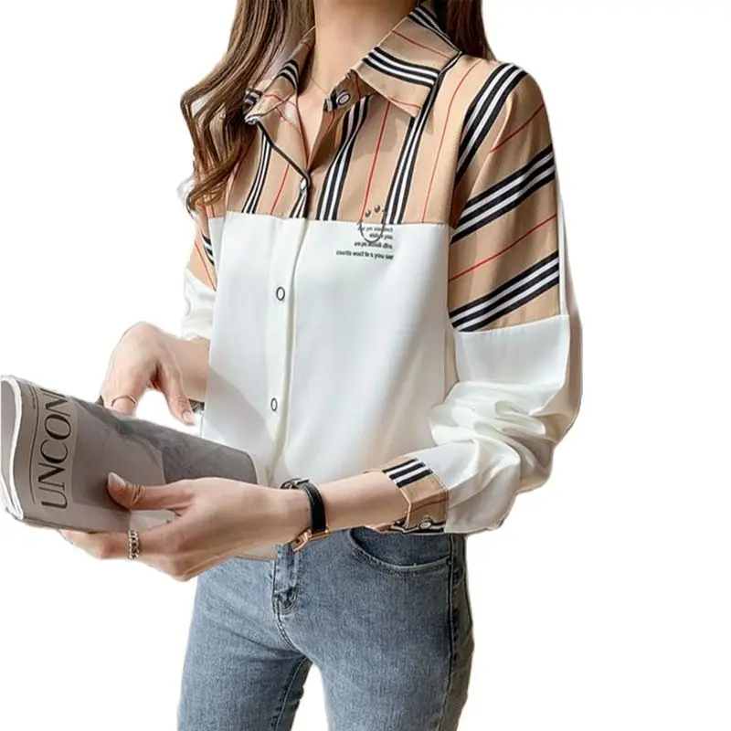 Женская блузка с длинным рукавом леопардовым принтом|Рубашки| |