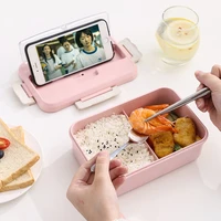 portable microwave lunch box wheat straw dinnerware food storage container children kids school office sealed heated bento box