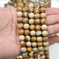 natural picture jaspers round loose spacer stone beads for diy making jewelry handmade bracelet 15 strand 4 6 8 10 12mm