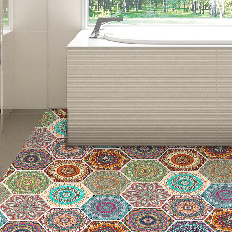 

Bohemian style hexagonal ceramic tile paste bathroom kitchen toilet room home wall paste anti slip floor paste bedroom decor