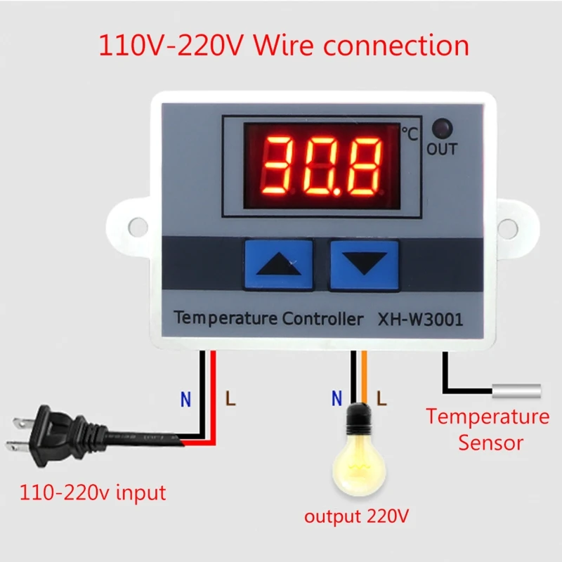 

W3001 AC 110V-220V Temperature Controller Thermostat Switch Digital LED Display C7AC