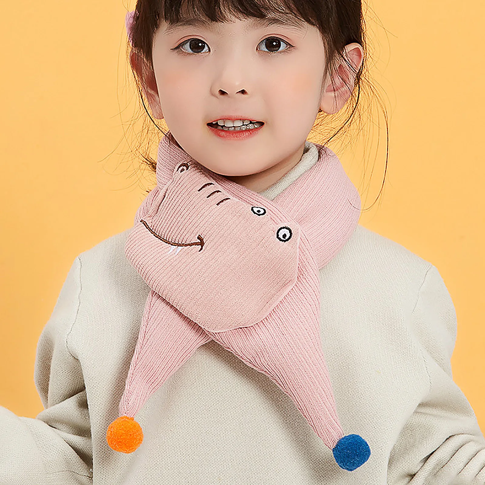 Cartoon Hairball Corduroy Wrap Scarf for Children Scarves Suede Rayon Padding Winter Boys Girls Xmas Gifts |