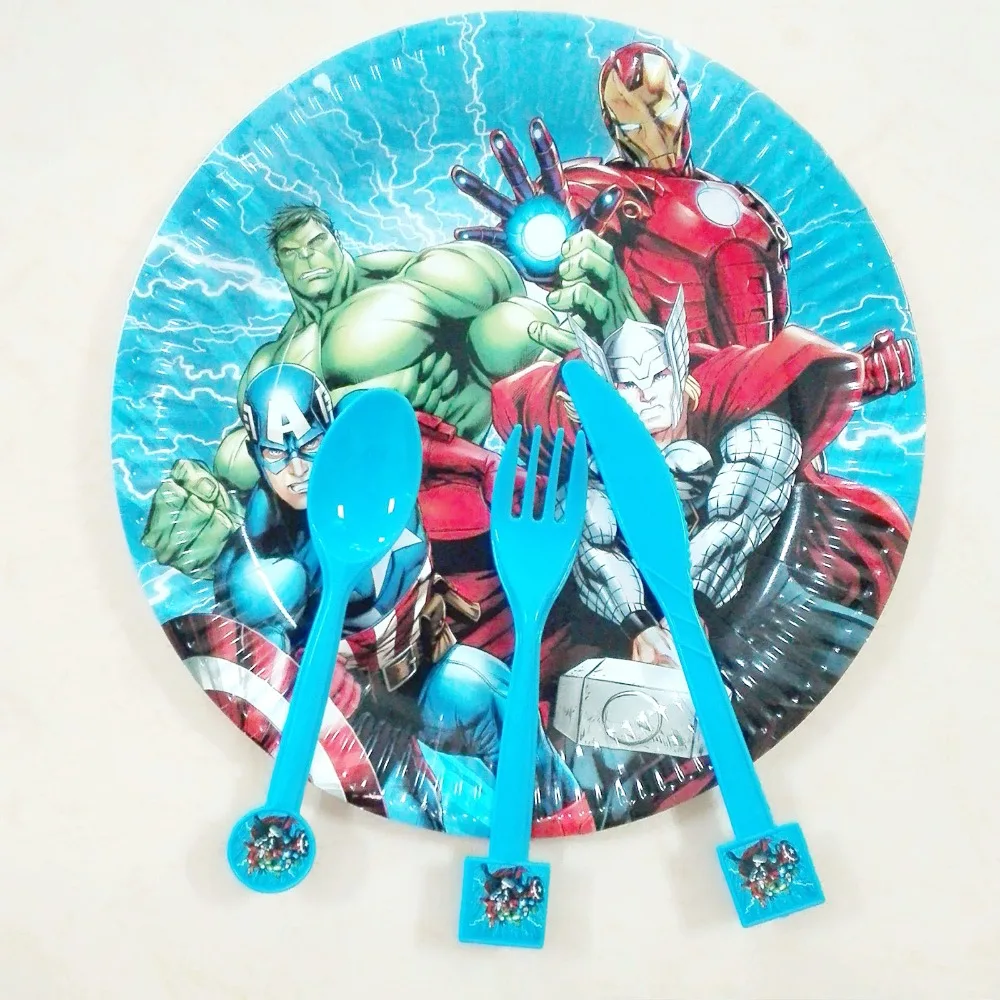 10pc knife+10pc spoon +10pc Plastic Fork Avengers Cartoon Theme birthday Superhero Party Supplies And Event Decoration | Дом и сад