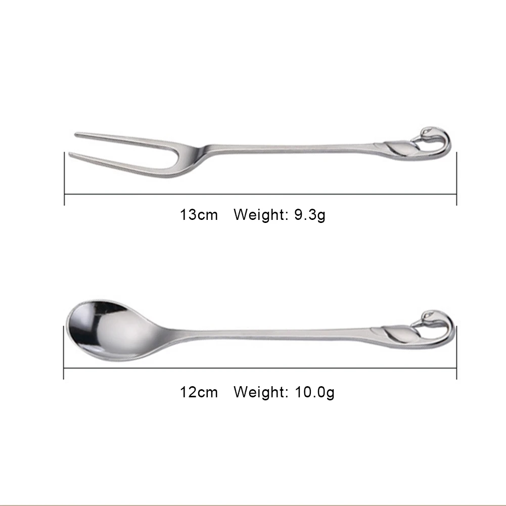 

Zinc Alloy Fruit Fork & Coffee Spoon Ice Cream Spoon Dessert Spoon Fork Swan Shape Long Handle Coffee Ice Cream Fruit Tool
