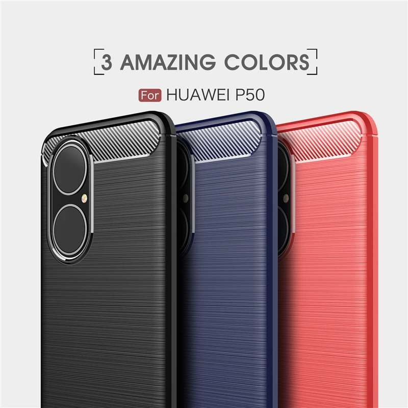 For Huawei P50 Case Fiber Carbon Shockproof Silicone Case For Huawei P50 Pro Case hard Cover For Huawei P40 P40 Pro P40 Pro Plus