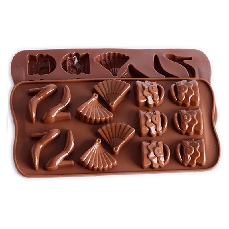 Модные веер туфли на высоком каблуке и Сумочка Форма силиконовый Шоколадный Торт