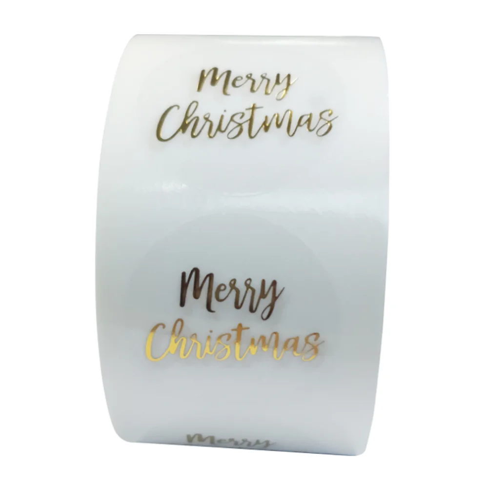 

1inch Clear100-1000pcs Merry Christmas Stickers Seal Label Stickers For Small Business Festival Party Package Box Decor