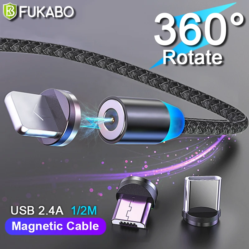Магнитный кабель для быстрой зарядки Тип C iOS Micro зарядный iPhone Samsung Huawei Xiaomi Redmi