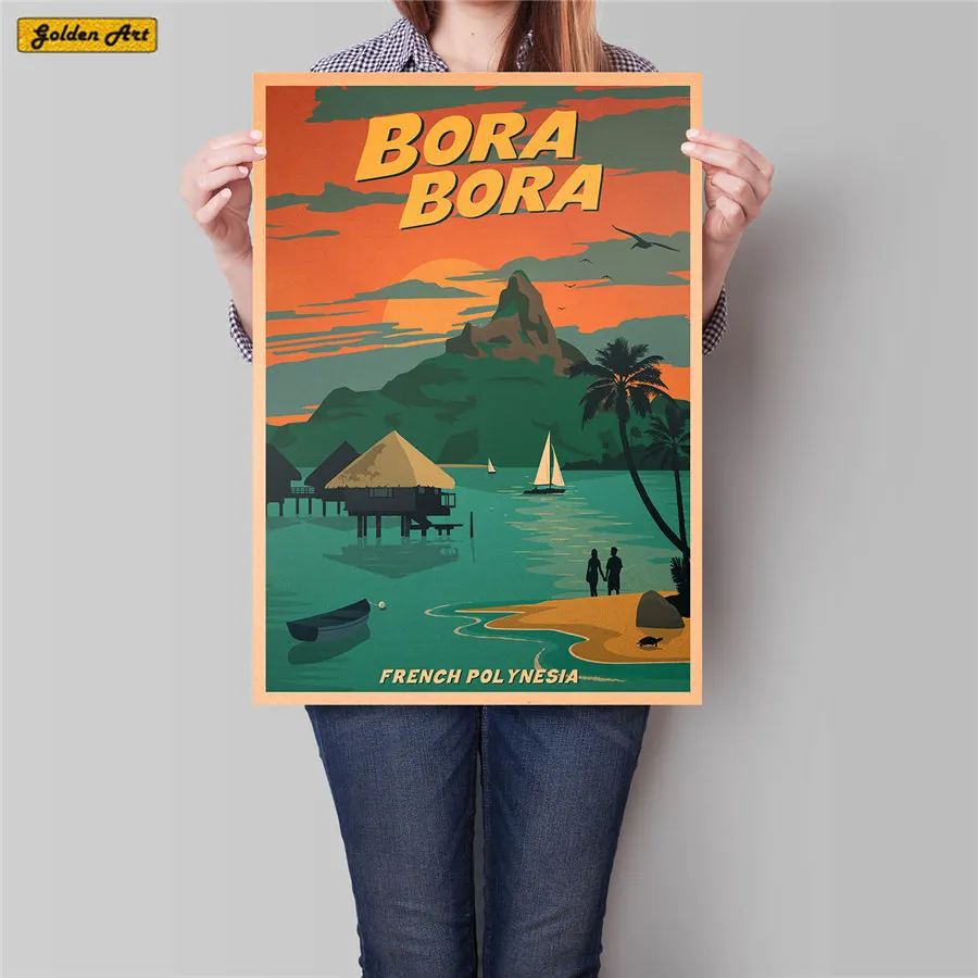 Постер Южное море расписанный вручную городской постер для путешествий