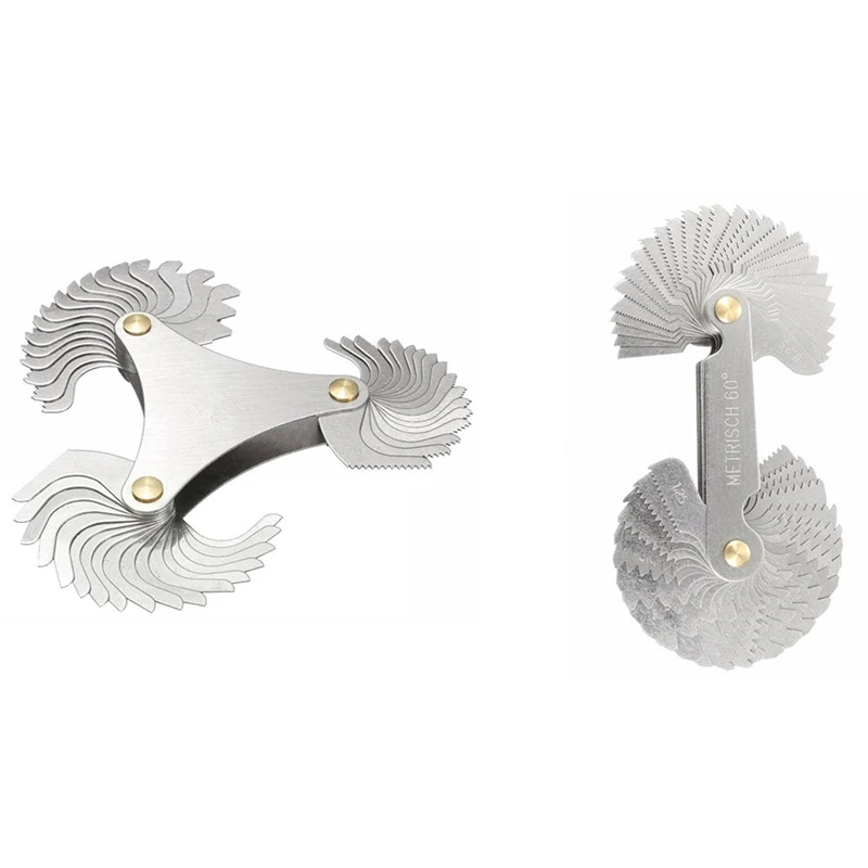 

2 Pcs Metric 60 Degree Thread Gauge Gauge Screw Pitch Measuring Tool, 10 X 10Cm & 11 X 5.5Cm
