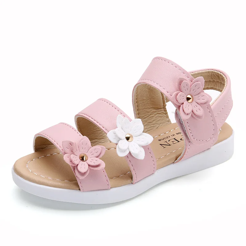 

Girls Sandals Gladiator Flowers Sweet Soft Children's Beach Shoes Kids Summer Floral Sandals Princess Fashion Cute Size:21-36