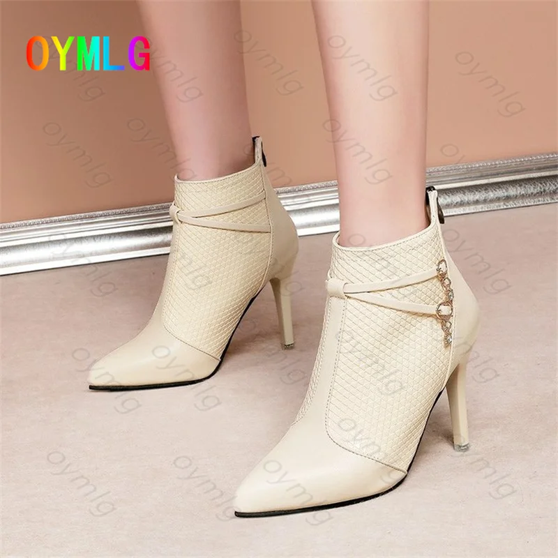 

2021 autumn and winter new female short boots female pointed back zipper stiletto high heel women's boots fashion boots shoes