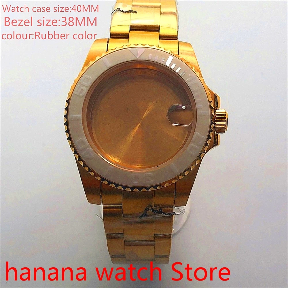 

Suitable for NH35 36 Mingzhu2813 Miyata automatic winding 40mm sealed back gold box series, with rotating bezel Rubber colour