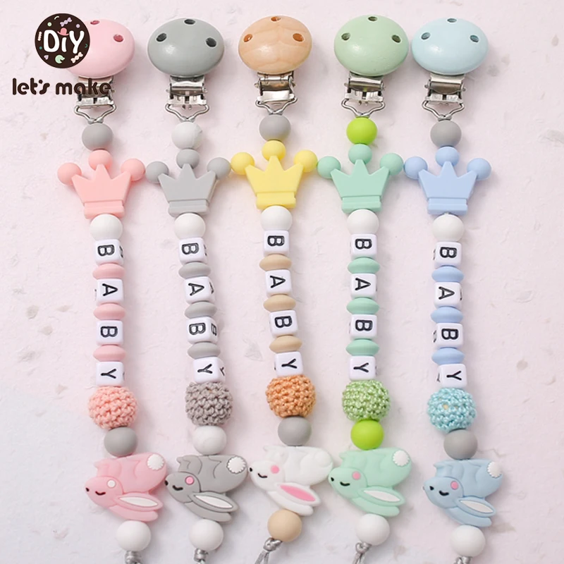 

Let's Make Baby Pacifier Chain Animal Teether Crochet beads Food Grade Silicone Rabbit Newborn Safety Chew Toy BPA Free Pendant