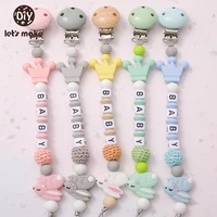 lets make baby pacifier chain animal teether crochet beads food grade silicone rabbit newborn safety chew toy bpa free pendant