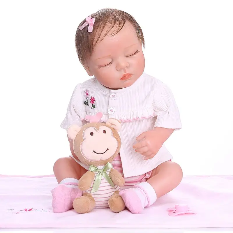 

48cm Reborn Doll Realistic Full Silicone Vinyl Newborn Sleeping Babies Monkey Toy Clothes Lifelike Handmade Gift