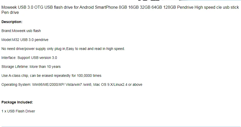 Moweek USB 3,0 OTG USB флэш-накопитель для Android смартфон 8 Гб оперативной памяти, 16 Гб встроенной памяти, 32 ГБ, 64 ГБ, 128 ГБ флэш-накопитель высокой скорости cle USB флеш-накопитель флешка
