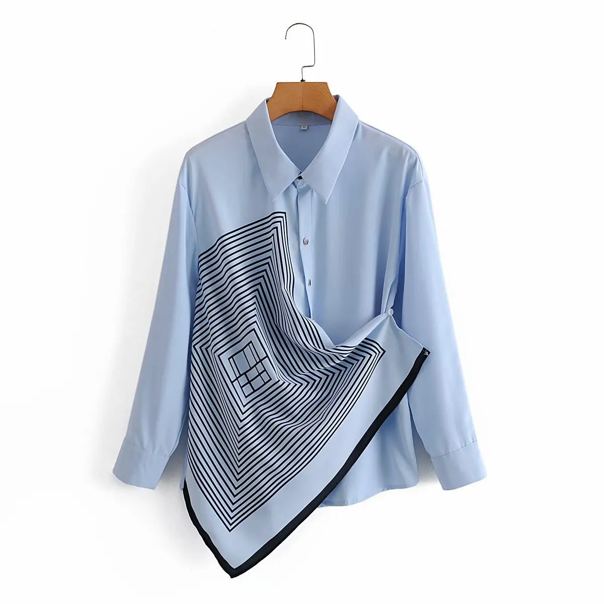 

Spring Women Irreguar Print Chiffon Blouses Shirt Long Sleeve Turn-down Collar Casual Tops OL Office Ladies Loose Shirt Female