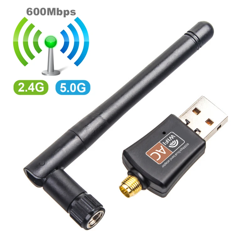 

USB WiFi Adapter 2.4GHz 5GHz 600Mbps WiFi Antenna Dual Band Mini Wireless Computer Network Card Receiver Lan Wifi Dongle