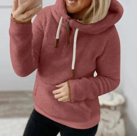 

2021 Hooded Casual Lamb Wool Tether Thicken Warm Women's Sweatshirt
