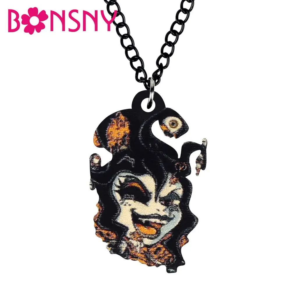 Bonsny акриловые украшения для Хэллоуина, зло, Волшебная подвеска, цепочка, праздничный чокер, ювелирные изделия для женщин, подроствечерние НКА, подарочное украшение