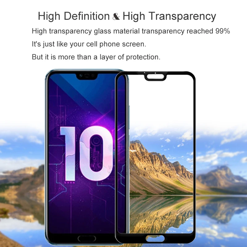 Защитное стекло закаленное полное покрытие для Huawei Honor 10 9H защита от царапин