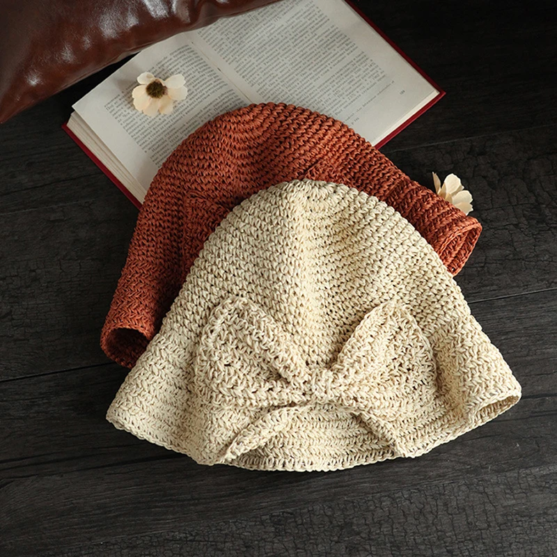 Летние шляпы для женщин 100% рафия бант шляпа от солнца с широкими полями флоппи