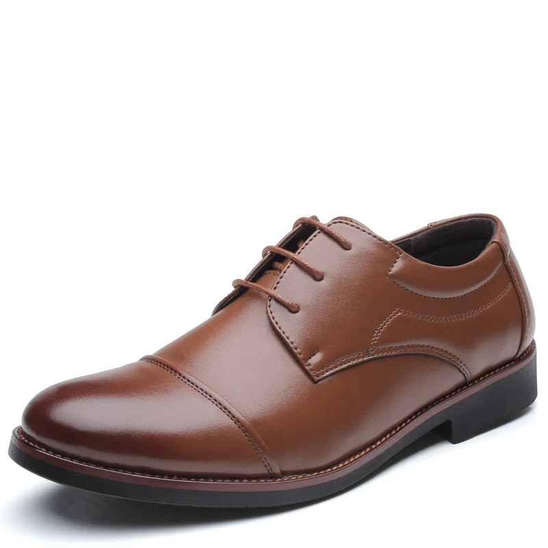 

New Men Dress Shoes Formal Business Work Soft Patent Leather Pointed Toe For Man Male Men's Oxford Flats Size 38-48