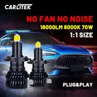 Светодиодные фары Carlitek H7, 360 градусов, CSP чип H1 9012 HIR2 H11 H8 H9 9005 9006 HB3 HB4 6000K, Автомобильные противотуманные фары мини-размера 12 В 24 В