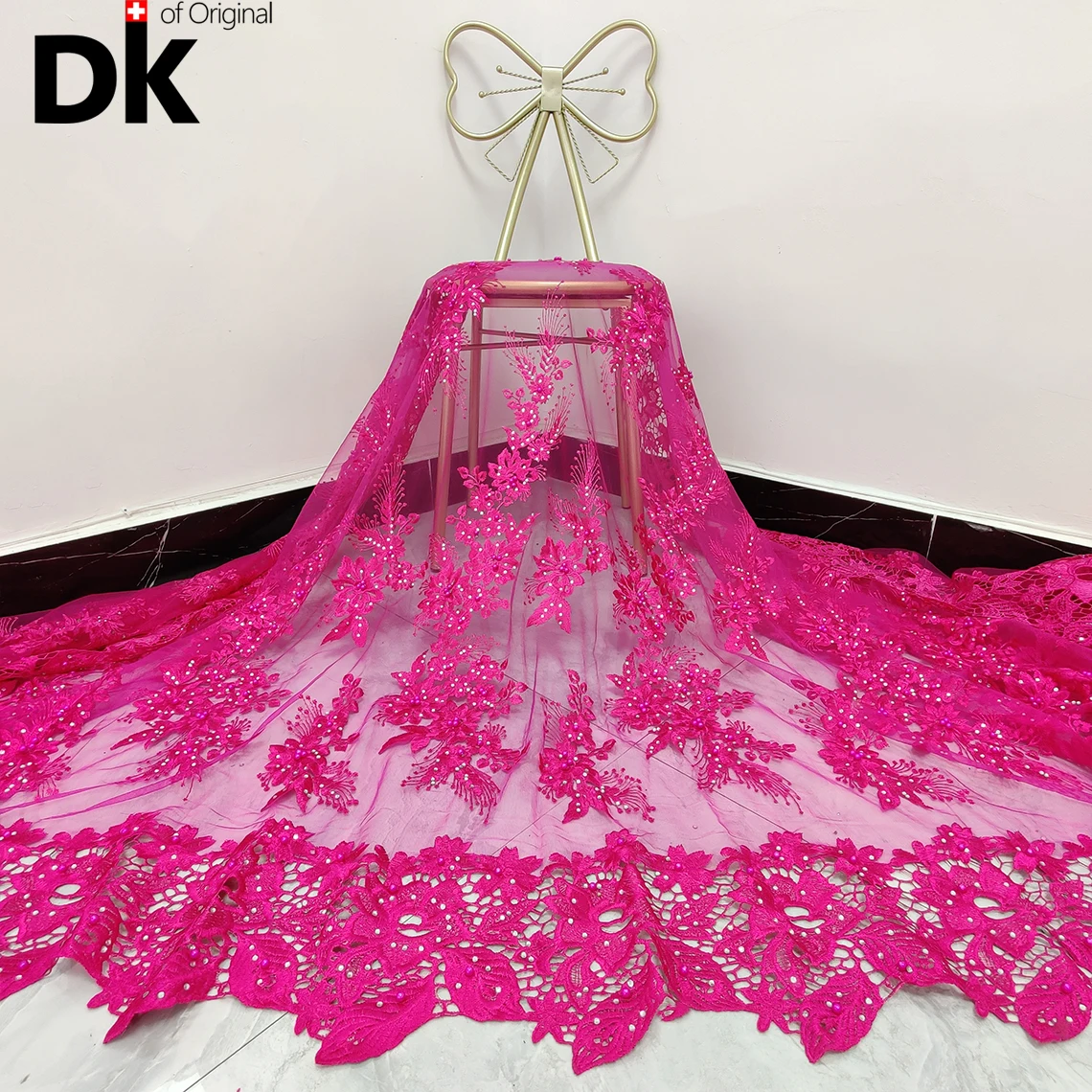 

Special Offer !!! 2.5 Yards Pink African Lace 2021 French Nigerian Net Lace Fabric Bridal High Quality Swiss Net Tulle Swing