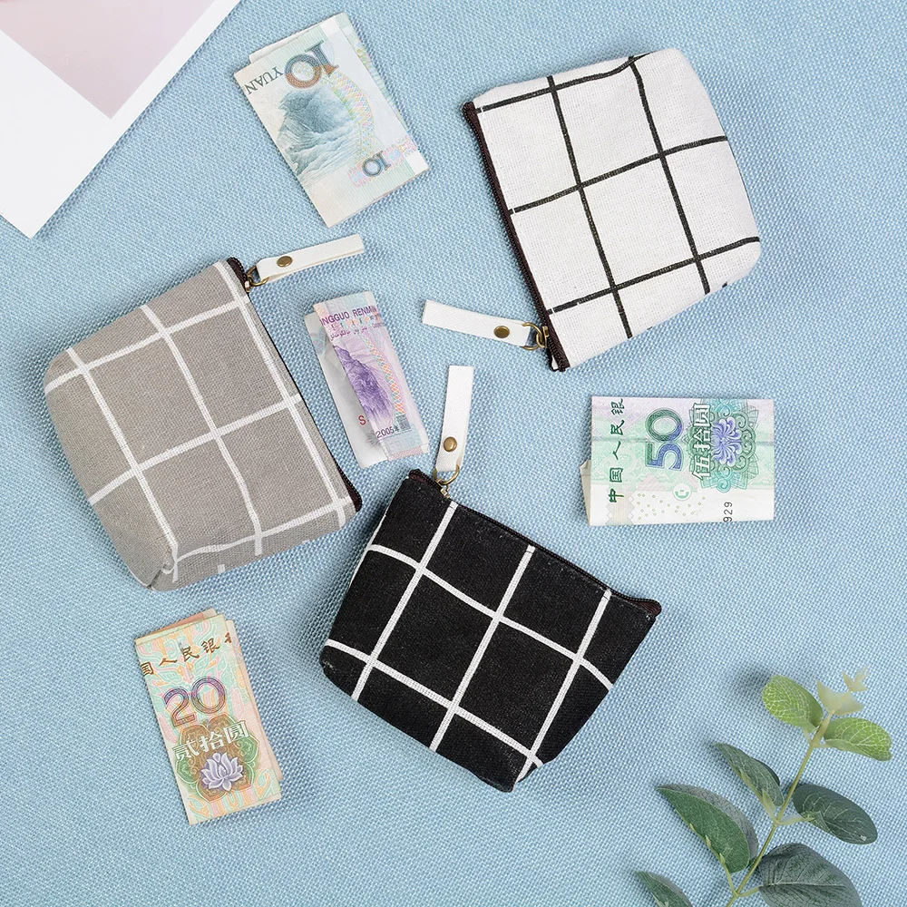 

New Arrival Floral Plaid ZipperCanvas Coin Purse Multi-functional Key Card Holder Mini Money Bag Waterproof Lovely Gift Wallet