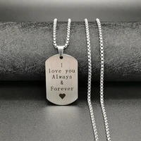 to my love letter necklace i love you forever stainless steel army brand pendant for my lover fashion couple jewelry cubanachain