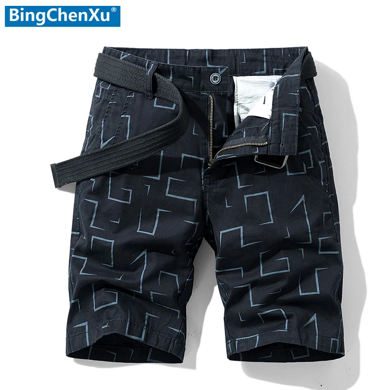 Мужские хлопковые шорты-карго в стиле милитари повседневные летние длиной до