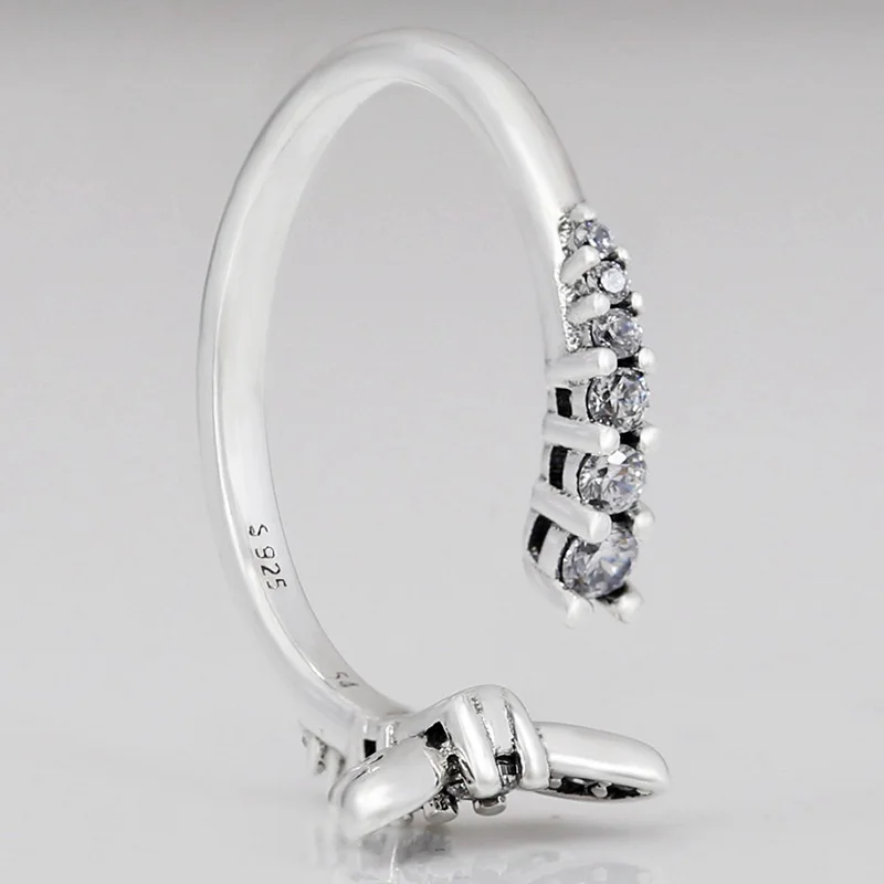 

100% 925 Sterling Silver Pan Ring Sparkling Dragonfly Ring For Women Wedding Party Gift Fashion Jewelry